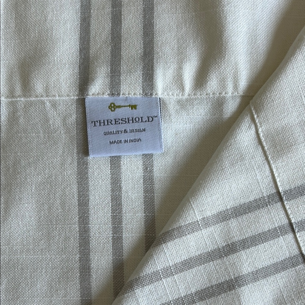 Window Valance Farmhouse Cream and Gray Striped 15” x 54”